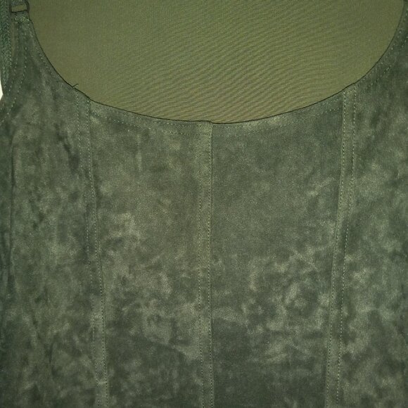 Fitted Olive-Green Faux Suede Tank Top Women's S - Picture 4 of 5